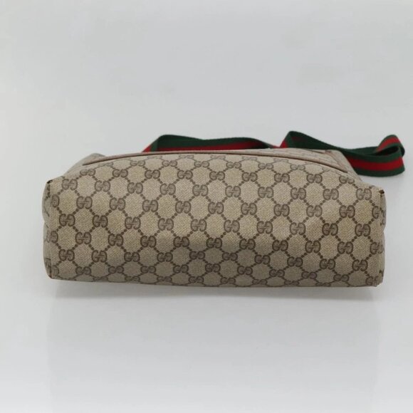 GUCCI GG Supreme Web Sherry Line Tote Bag PVC Beige Red 39 02 003 Auth 138451 - Picture 5 of 16